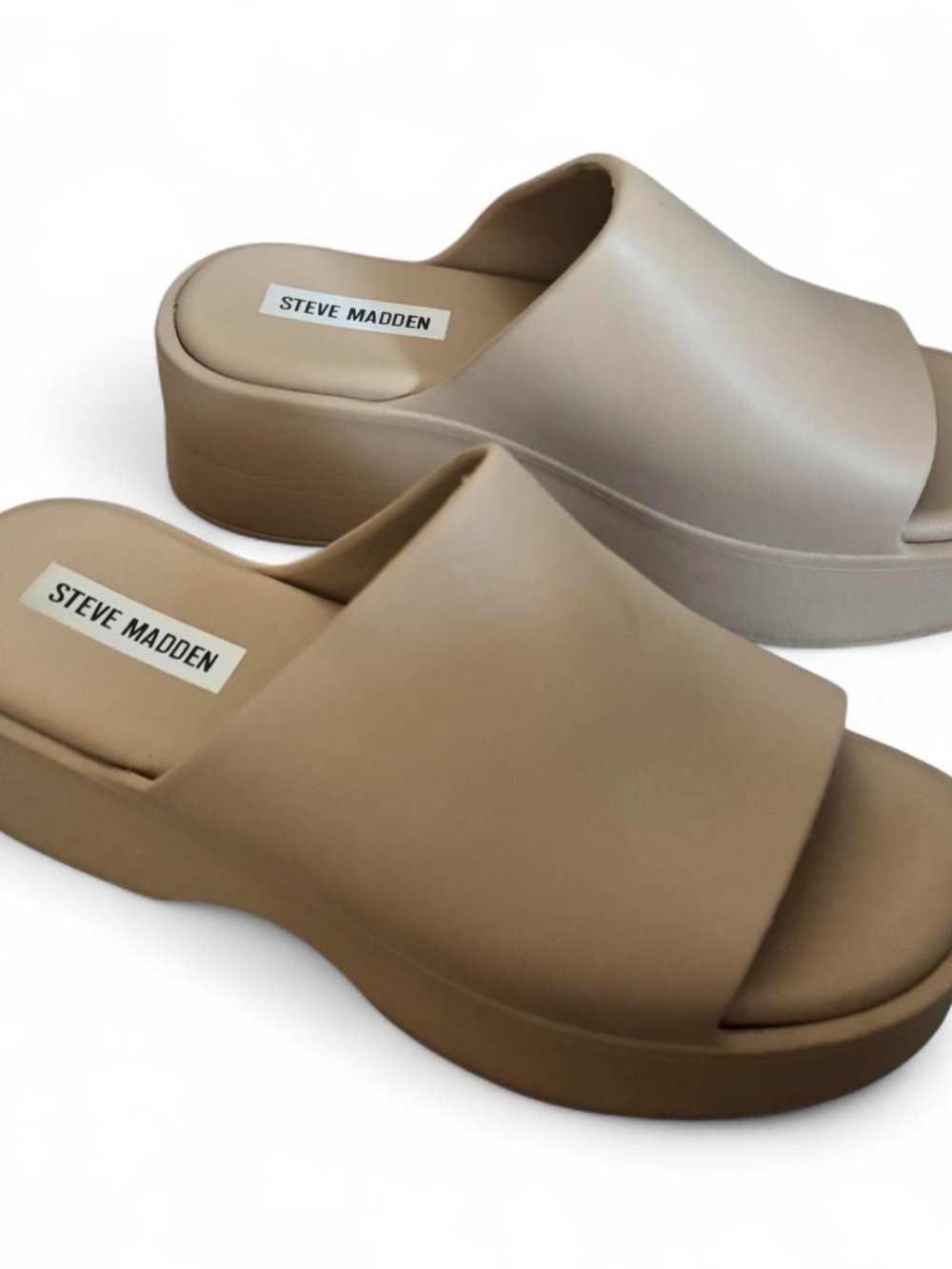 Steve Madden Taupe-Beige Platform Slide Mules